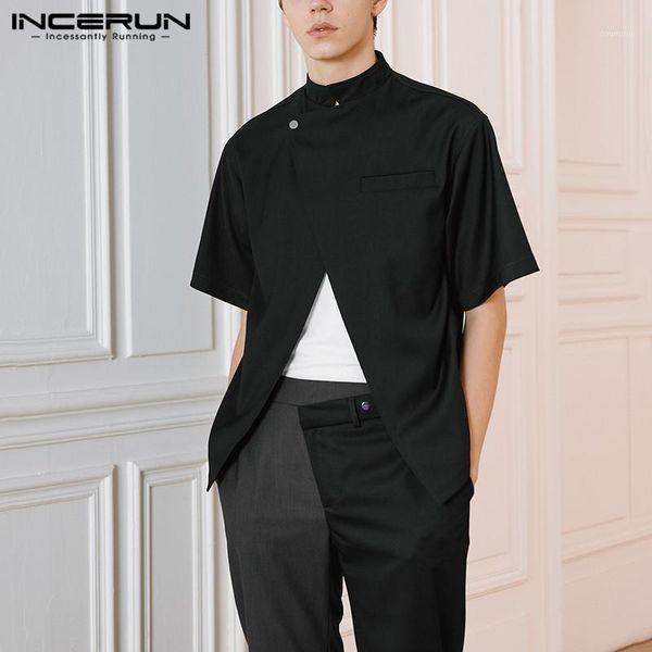 vintage men casual shirt 2020 short sleeve solid one button split shirts male retro stand collar irregular camisa incerun 71, White;black
vintage men casual shirt 2020 short sleeve solid one button split shirts male retro stand collar irregular camisa incerun 71, White;black