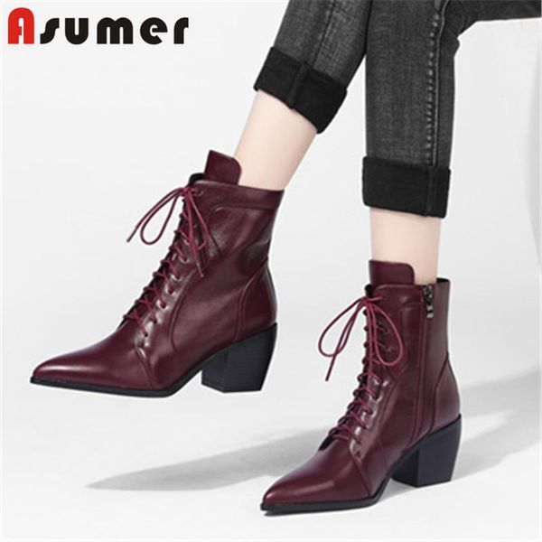 boots asumer 2021 arrive ankle for women pointed toe autumn winter lace up zip thick heel dress shoes ladies big size, Black
boots asumer 2021 arrive ankle for women pointed toe autumn winter lace up zip thick heel dress shoes ladies big size, Black
