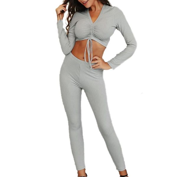 women's tracksuits 2 piece solid color leisure suit clubwear large drawstring v neck crop + elastic high waist legging pants, Gray
women's tracksuits 2 piece solid color leisure suit clubwear large drawstring v neck crop + elastic high waist legging pants, Gray