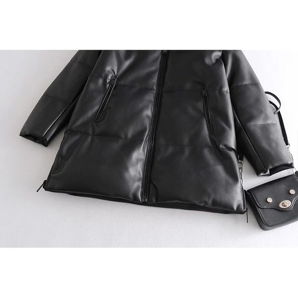 winter coat hooded padded pu parka women faux leather down jacket female loose zipper overcoat casual warm long coats 201225, Black
winter coat hooded padded pu parka women faux leather down jacket female loose zipper overcoat casual warm long coats 201225, Black