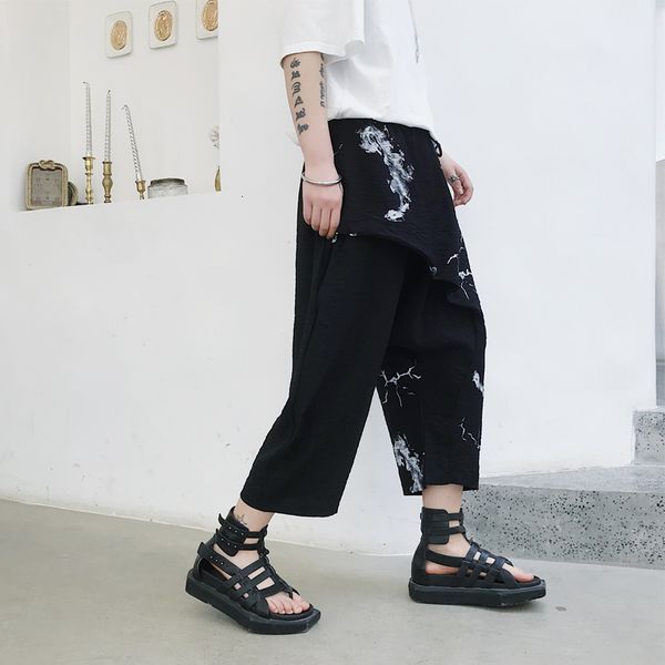2021 new summer of fine cotton retro-standard standard flax wide seven-minute haren men's casual pants collapse oill, Black
2021 new summer of fine cotton retro-standard standard flax wide seven-minute haren men's casual pants collapse oill, Black