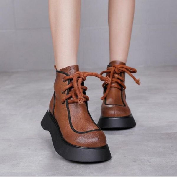 boots spring autumn retro slim simple platform sewing cross-tied genuine leather women ankle short equestrian 20211210, Black
boots spring autumn retro slim simple platform sewing cross-tied genuine leather women ankle short equestrian 20211210, Black