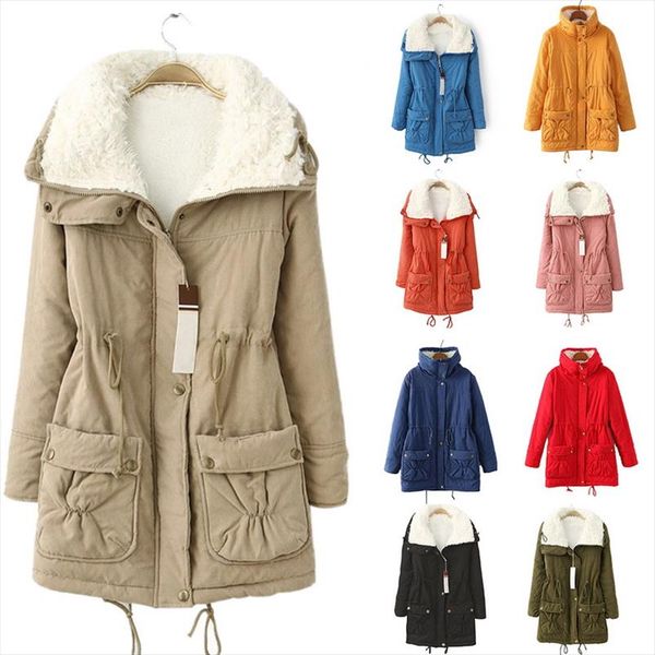 fleece winter jacket women thick warm casual slim cotton padded ladies parka solid fur collar jacket outerwear coats, Black
fleece winter jacket women thick warm casual slim cotton padded ladies parka solid fur collar jacket outerwear coats, Black
