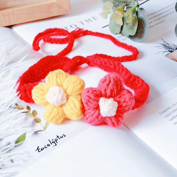 hand-knitted flower knitted pet collar adjustable dog and cat collar pet collar wholesale and retail pet accessories cw0014
