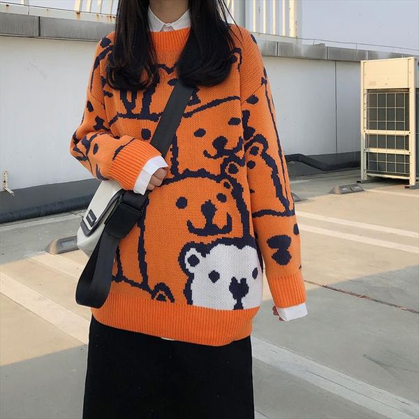 2021 winter korean style cartoon bear thick knitted warm sweaters womens sweaters and pullovers x1200 drop shipping, White;black
2021 winter korean style cartoon bear thick knitted warm sweaters womens sweaters and pullovers x1200 drop shipping, White;black