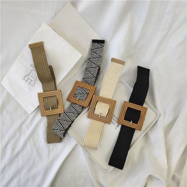 women knitted fashion belt solid square round buckel adjustable ladies belt chic weave vintage accessories, Black;brown
women knitted fashion belt solid square round buckel adjustable ladies belt chic weave vintage accessories, Black;brown