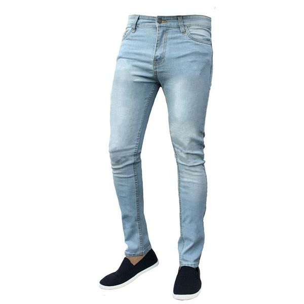 european and american men stretch small straight jeans classic simple jeans long casual damaged new pants, Blue
european and american men stretch small straight jeans classic simple jeans long casual damaged new pants, Blue