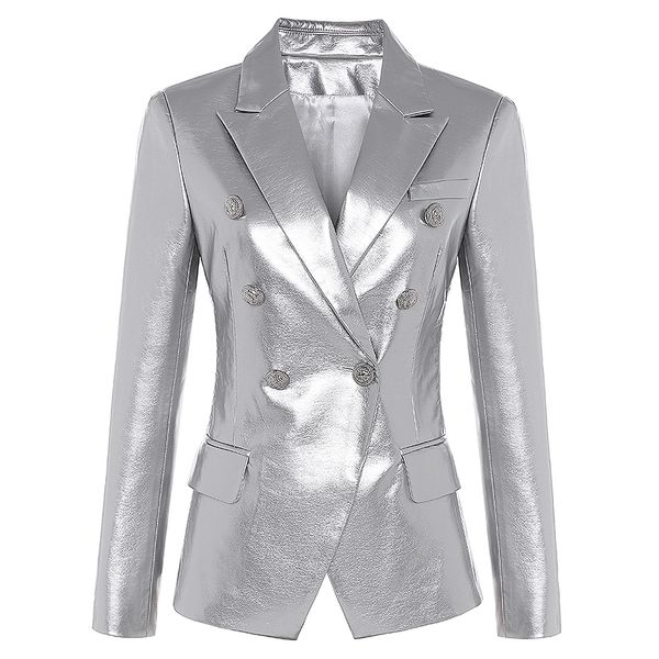 fall winter designer blazer jacket women's lion metal buttons double breasted synthetic leather blazer overcoat 201102, White;black
fall winter designer blazer jacket women's lion metal buttons double breasted synthetic leather blazer overcoat 201102, White;black