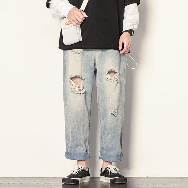 men's jeans ripped fashion retro casual wide-leg men streetwear korean loose hip-hop hole denim trousers mens -5xl, Blue
men's jeans ripped fashion retro casual wide-leg men streetwear korean loose hip-hop hole denim trousers mens -5xl, Blue