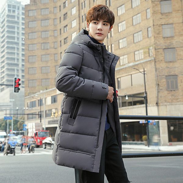 winter men's mid long korean fashion hooded slim coat thickened down cotton padded jacket, Black
winter men's mid long korean fashion hooded slim coat thickened down cotton padded jacket, Black