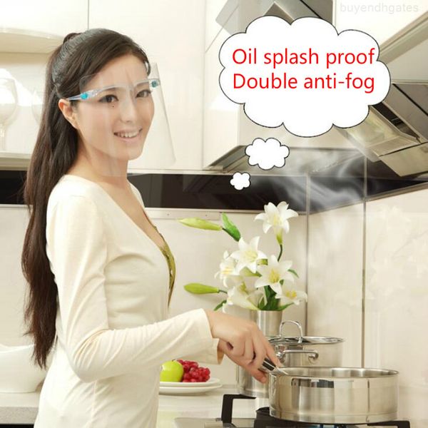 double anti-fog safety face shield transparent anti-oil splash clear eco pet reusable protective anti-splash face shield mask