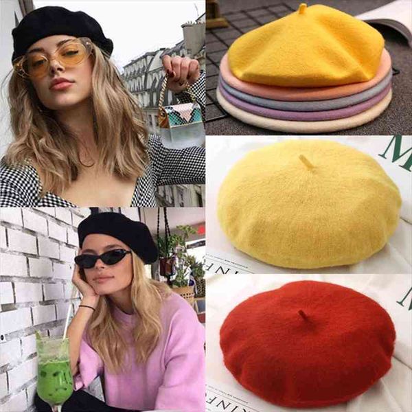 women girls beret french artist warm wool winter beanie hat retro vintage plain beret solid color elegant ladies flat top, Blue;gray
women girls beret french artist warm wool winter beanie hat retro vintage plain beret solid color elegant ladies flat top, Blue;gray