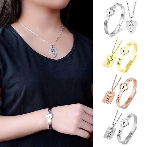 couple love heart lock bracelets bangle key pendant necklace jewelry decoration gift d88, Silver
couple love heart lock bracelets bangle key pendant necklace jewelry decoration gift d88, Silver