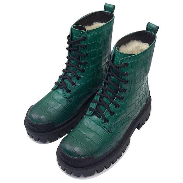 deluxe crocodile martin shoes for winter chic thick platform lace up ankle boots for ladies wool lining handmade, Black
deluxe crocodile martin shoes for winter chic thick platform lace up ankle boots for ladies wool lining handmade, Black