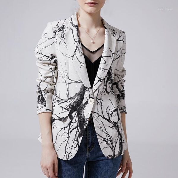 women's suits & blazers 2021 designer jacket women elegant turn-down collar long sleeve black white cotton linen ink painting p, White;black
women's suits & blazers 2021 designer jacket women elegant turn-down collar long sleeve black white cotton linen ink painting p, White;black