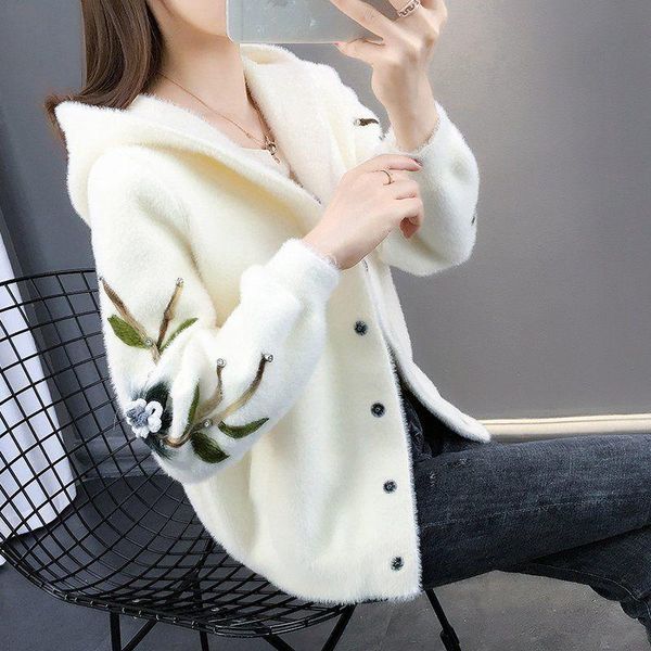women's knits & tees women 2021 winter imitation mink velvet outwears female floral embroidered sweater coats ladies hooded cardigan ja, White
women's knits & tees women 2021 winter imitation mink velvet outwears female floral embroidered sweater coats ladies hooded cardigan ja, White