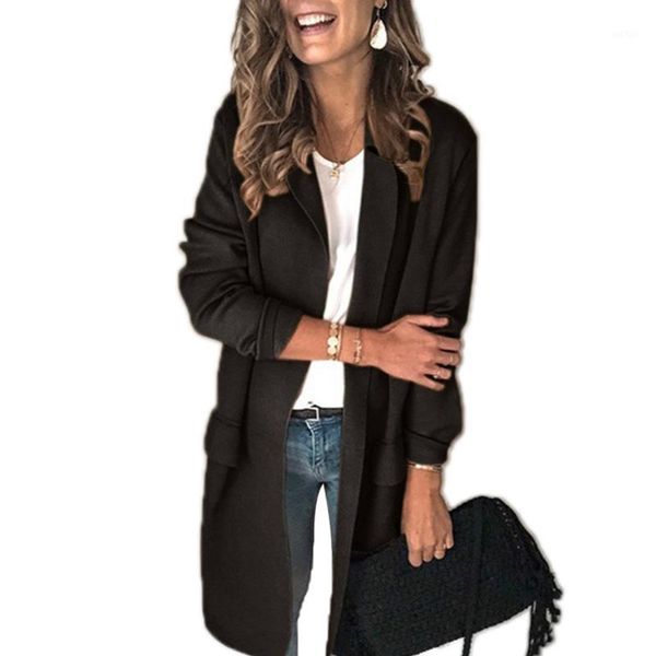 2020 new autumn winter ladies elegant casual long suit coat long-sleeve lapel fake pocket cardigan jacket solid color1, White;black
2020 new autumn winter ladies elegant casual long suit coat long-sleeve lapel fake pocket cardigan jacket solid color1, White;black