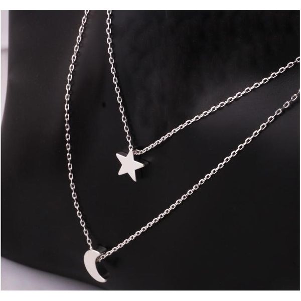 european and american multi - chain necklace big temperament five - pointed star moon clavicl sqcqjf queen66, Silver
european and american multi - chain necklace big temperament five - pointed star moon clavicl sqcqjf queen66, Silver