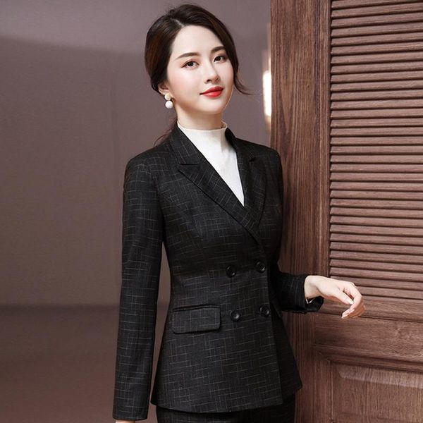 two piece dress formal wear women's suits business autumn lattice slim long sleeve small blazer skirt temperament overalls suit, White
two piece dress formal wear women's suits business autumn lattice slim long sleeve small blazer skirt temperament overalls suit, White