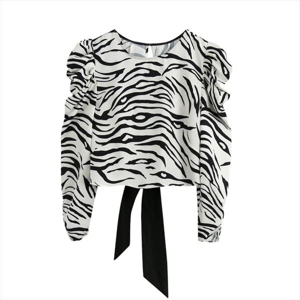 women zebra stripe print puff sleeve short shirt vintage femme back fork bow blouse casual lady loose smock blusas s8012, White
women zebra stripe print puff sleeve short shirt vintage femme back fork bow blouse casual lady loose smock blusas s8012, White
