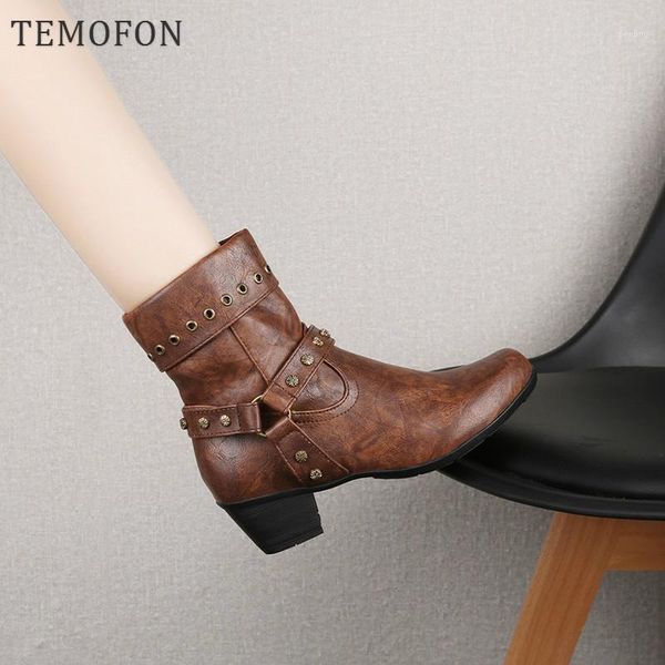 temofon winter ankle boots women western rivet woman booties round toe chunky retro studded boots female autumn footwear hvt14801, Black
temofon winter ankle boots women western rivet woman booties round toe chunky retro studded boots female autumn footwear hvt14801, Black