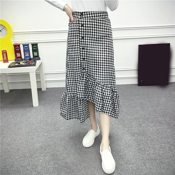 check gingham midi skirt women black white plaid long skirts ruffled female spring summer skirt fashion high waist skirt
check gingham midi skirt women black white plaid long skirts ruffled female spring summer skirt fashion high waist skirt