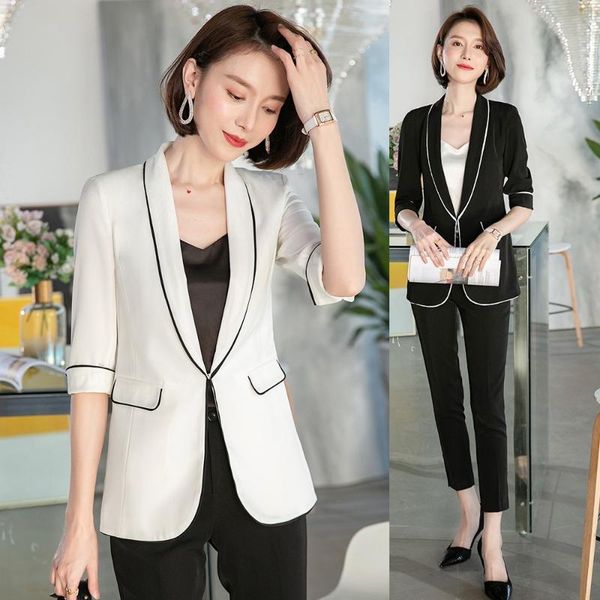 formal white blazer women business suits with pant and jacket sets half sleeve office work wear clothes
formal white blazer women business suits with pant and jacket sets half sleeve office work wear clothes
