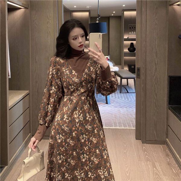coigarsam office lady patchwork women dress spring korea style vintage full sleeve floral print dresses 8527, Black;gray
coigarsam office lady patchwork women dress spring korea style vintage full sleeve floral print dresses 8527, Black;gray