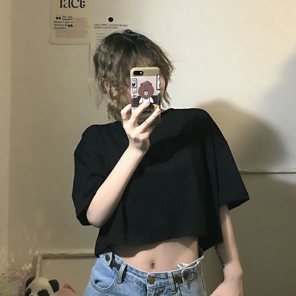 short t-shirt women's navel leakage short sleeve 2020 summer new loose korean coat t-shirt high waist round neck navel ins fashion x, White
short t-shirt women's navel leakage short sleeve 2020 summer new loose korean coat t-shirt high waist round neck navel ins fashion x, White