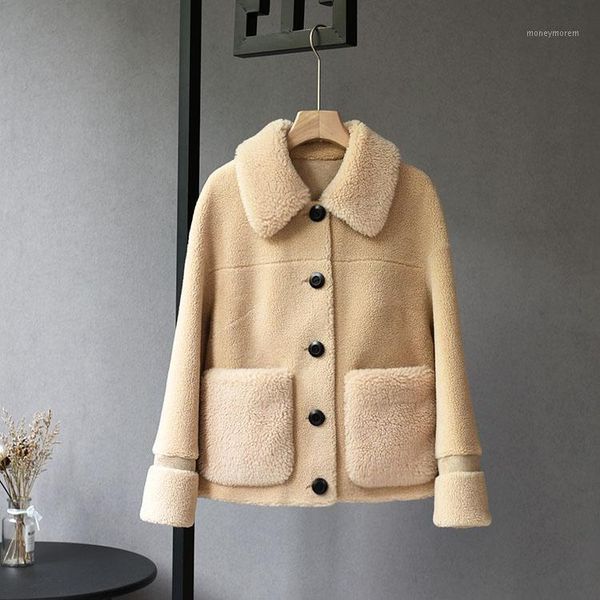 women's fur & faux 2021 women's clothing winter outerwear coats short section of sheep-shorn lamb's wool coat lapel simple1, Black
women's fur & faux 2021 women's clothing winter outerwear coats short section of sheep-shorn lamb's wool coat lapel simple1, Black