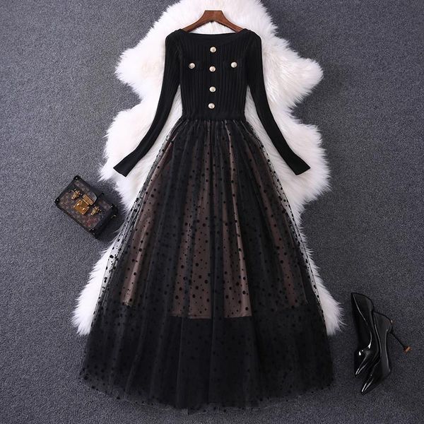 casual dresses elegant lady fall winter 2021 women designers fashion long sleeve knitted patchwork tulle midi ball gown party, Black;gray
casual dresses elegant lady fall winter 2021 women designers fashion long sleeve knitted patchwork tulle midi ball gown party, Black;gray