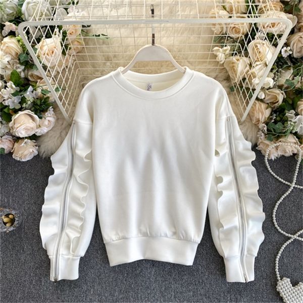 2021 new fried street sweater women's early spring new design sense niche slit ruffled long-sleeved pullover trend xyyy, Black
2021 new fried street sweater women's early spring new design sense niche slit ruffled long-sleeved pullover trend xyyy, Black