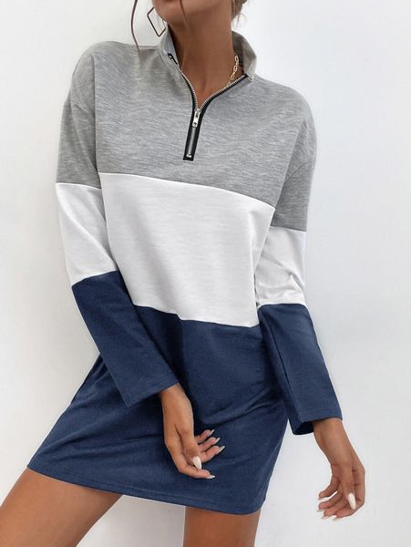 quarter zip color block sweatshirt dress u8jl#, White;black
quarter zip color block sweatshirt dress u8jl#, White;black