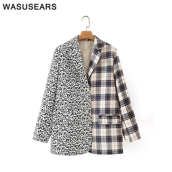 fall 2020 women blazer notched long sleeve leopard print jacket blazer button up patchwork jacket women streetwear 2020 chic, White;black 
fall 2020 women blazer notched long sleeve leopard print jacket blazer button up patchwork jacket women streetwear 2020 chic, White;black