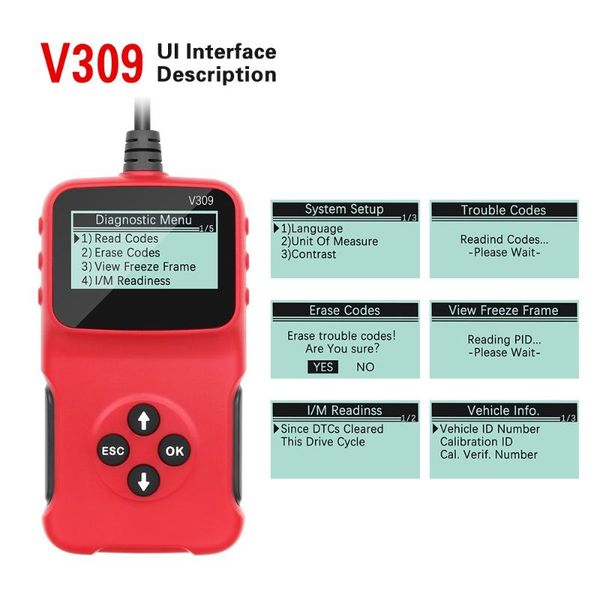 v309 obd2 scanner auto car diagnostic tool handheld car diagnostic repair tool automotive erase/reset fault codes reader
v309 obd2 scanner auto car diagnostic tool handheld car diagnostic repair tool automotive erase/reset fault codes reader