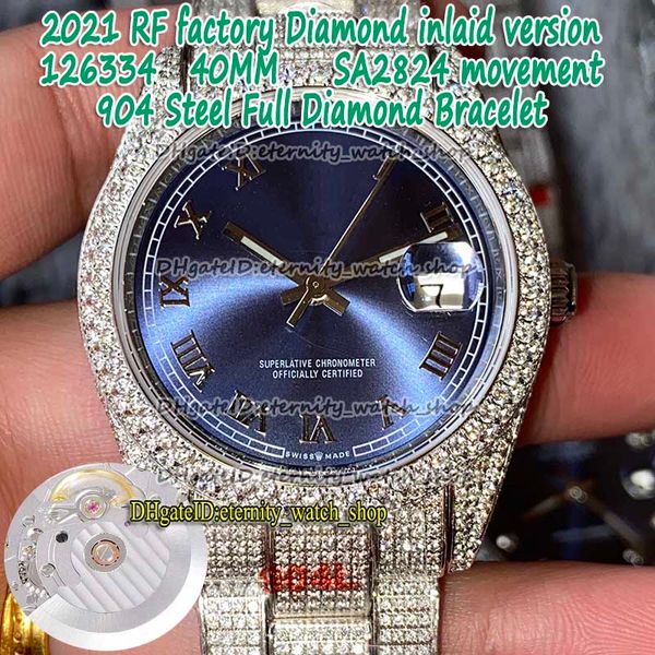 2021 rff diamond inlaid version 40mm 126334 116334 blue roman dial sa2824 automatic mens watch 904l steel iced out full diamonds watches, Slivery;brown
2021 rff diamond inlaid version 40mm 126334 116334 blue roman dial sa2824 automatic mens watch 904l steel iced out full diamonds watches, Slivery;brown