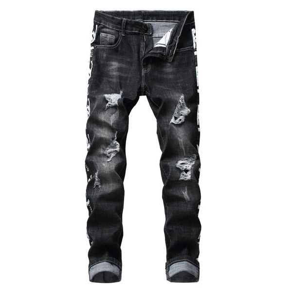 mens streetwear ripped jeans hole stretch printed men's denim jeans pants long classic slim fit trousers for male clothes, Blue
mens streetwear ripped jeans hole stretch printed men's denim jeans pants long classic slim fit trousers for male clothes, Blue