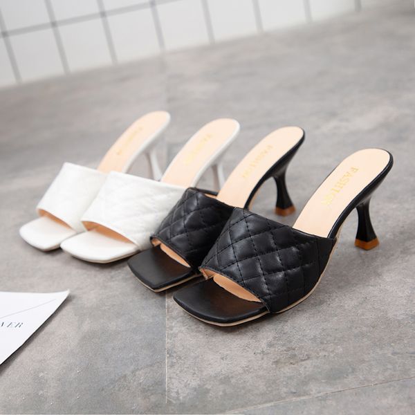 2020 new summer women square toe slides ladies pu leather plaid outside thin high heels slippers female fashion woman shoes x1020, Black
2020 new summer women square toe slides ladies pu leather plaid outside thin high heels slippers female fashion woman shoes x1020, Black