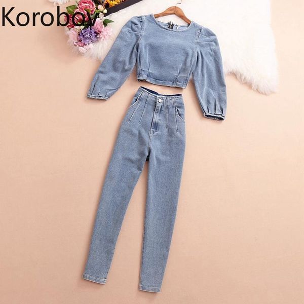 korobov streetwear denim women 2 pices sets korean o neck puff sleeve crop and high waist zipper pants suits outfits femme lj201125, White
korobov streetwear denim women 2 pices sets korean o neck puff sleeve crop and high waist zipper pants suits outfits femme lj201125, White