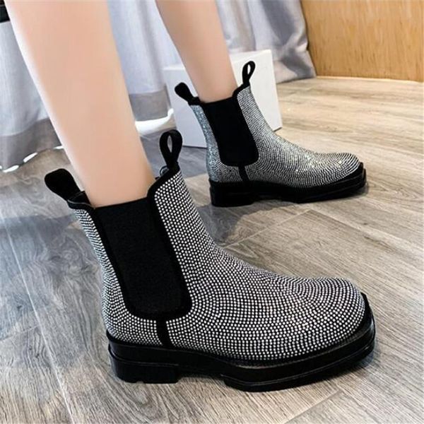 women's boots 2020 autumn winter new womens riding boots plus velvet platform square toe fashion casual full diamond women shoes, Black 
women's boots 2020 autumn winter new womens riding boots plus velvet platform square toe fashion casual full diamond women shoes, Black
