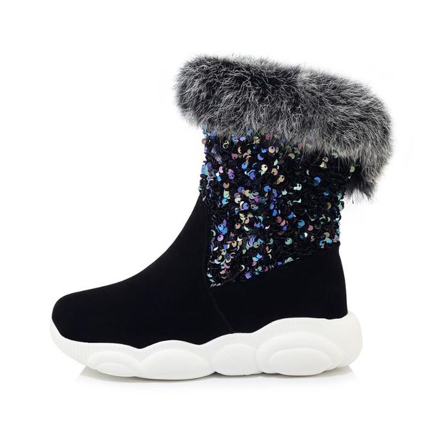 2021 winter fur snow boots thick platform non-slip shoes women luxury sequins ankle boots big size flats winter shoes, Black
2021 winter fur snow boots thick platform non-slip shoes women luxury sequins ankle boots big size flats winter shoes, Black