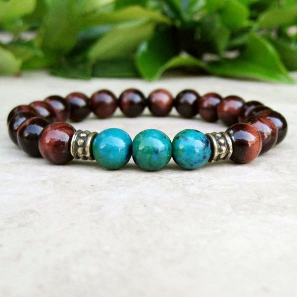 red tiger's eye & chrysocolla bracelet mala beads beaded wrist spiritual bracelet tibetan jewelry for men women y200730, Black
red tiger's eye & chrysocolla bracelet mala beads beaded wrist spiritual bracelet tibetan jewelry for men women y200730, Black