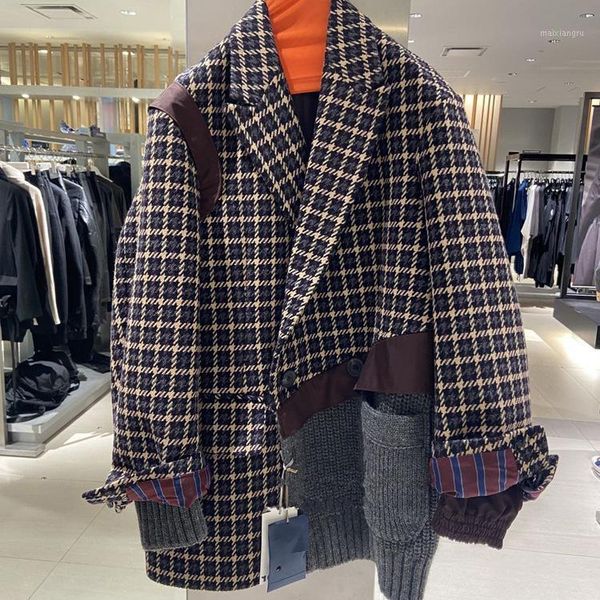 spot small 20 new winter suit thickening grid cloth coat couple splicing wool coat1, Black
spot small 20 new winter suit thickening grid cloth coat couple splicing wool coat1, Black