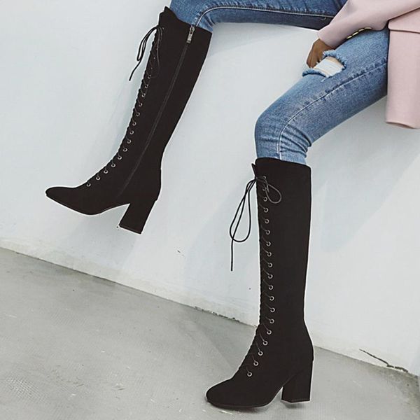 boots sorphio female 2021 party dress stylish women shoes flock high heels casual round toe mid calf, Black
boots sorphio female 2021 party dress stylish women shoes flock high heels casual round toe mid calf, Black