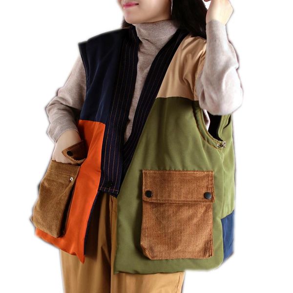women coat vest outwear jacket sleeveless big loose pockets retro vintage casual thick for autumn winter a11121021, Black;white
women coat vest outwear jacket sleeveless big loose pockets retro vintage casual thick for autumn winter a11121021, Black;white
