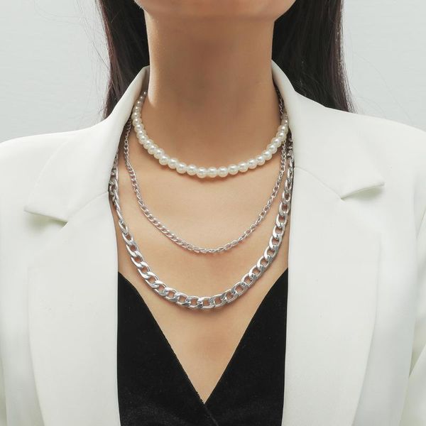 chokers 3pcs/set multi layered white color imitation pearl choker necklace thick curb cuban collar for women jewelry, Golden;silver
chokers 3pcs/set multi layered white color imitation pearl choker necklace thick curb cuban collar for women jewelry, Golden;silver