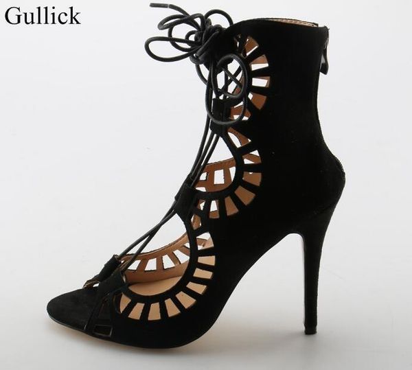 fashion black suede lace-up front strappy sandal boot peep toe hollow cut-out gladiator sandal boot woman high heels dress shoes1
fashion black suede lace-up front strappy sandal boot peep toe hollow cut-out gladiator sandal boot woman high heels dress shoes1