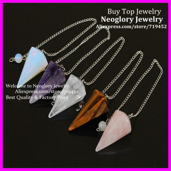 10pcs beautiful carved faceted mix stone dowsing pendulums, energy healing, gem pendulum pendant beads with chain 0927, Silver
10pcs beautiful carved faceted mix stone dowsing pendulums, energy healing, gem pendulum pendant beads with chain 0927, Silver