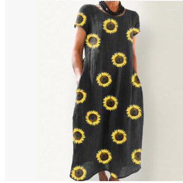dresses fashion women sunflower printed short sleeve o-neck casual dress vestidos de mujer1, Black;gray
dresses fashion women sunflower printed short sleeve o-neck casual dress vestidos de mujer1, Black;gray