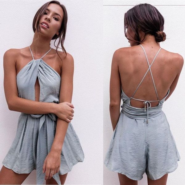 women summer jumpsuit camisole bow reveal solid color romper v neck cross hollow casual overalls1, Black;white
women summer jumpsuit camisole bow reveal solid color romper v neck cross hollow casual overalls1, Black;white